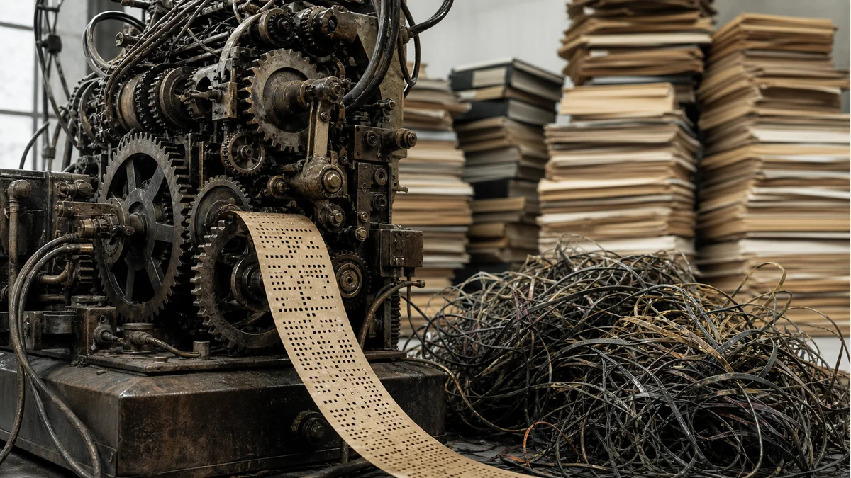 Immagine editoriale fotorealistica dedicata a “Il costo del software che nessuno riesce a cambiare”.